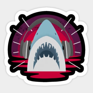 Headphones On Shark Sunset Sticker